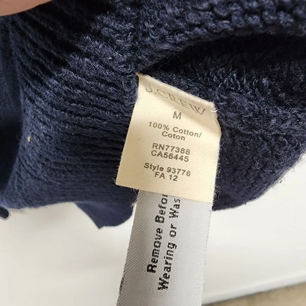 J.Crew Mens Pullover Sweater Size M Dark Blue 100% Cotton Preppy Classic Dad